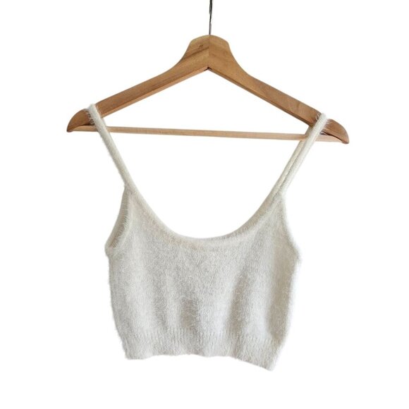 New with Tags Garage Womens Off White Fuzzy Knit Tank Top, Size Small - Picture 1 of 10